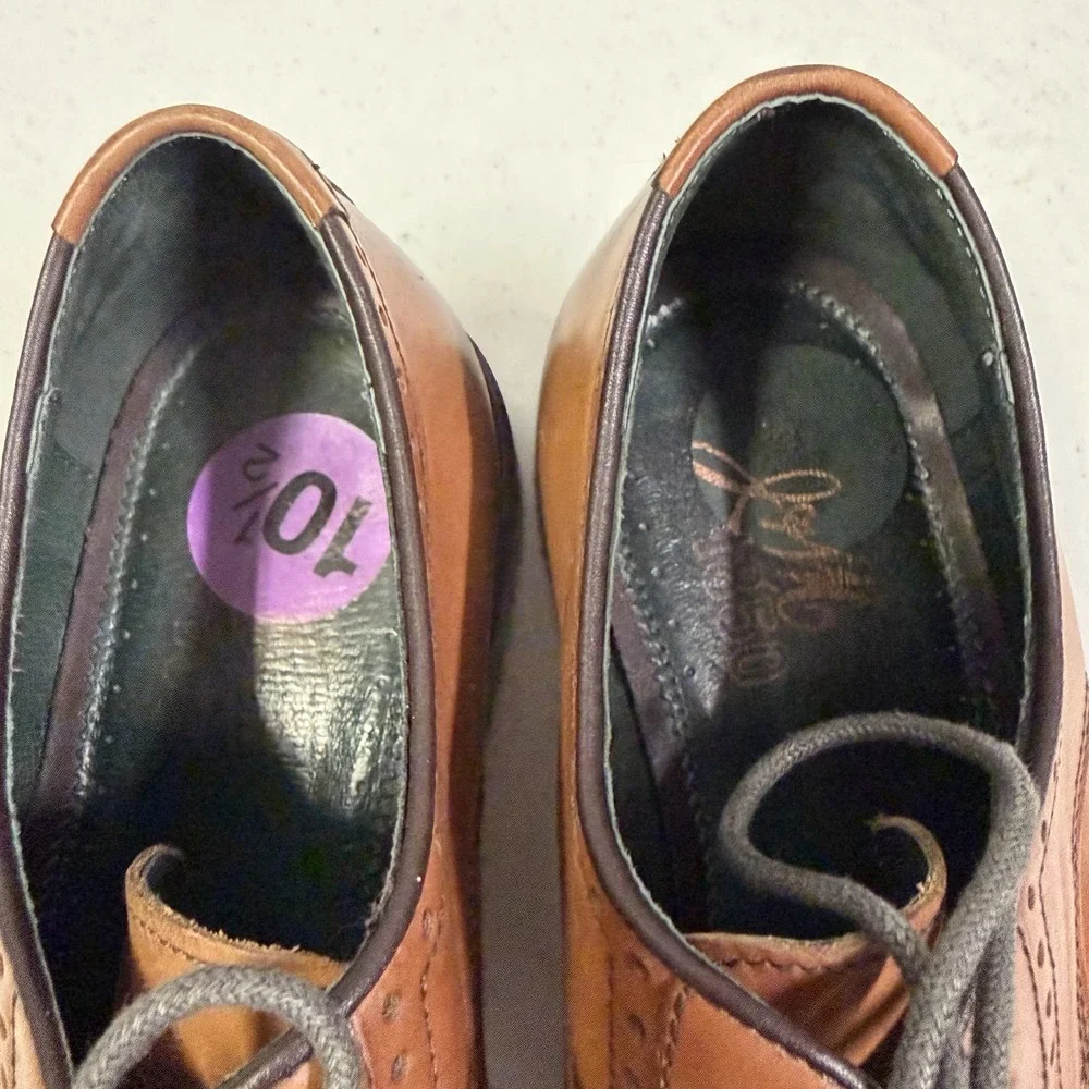 Johnston & Murphy J&M 1850 Men's 10.5M Brown Leather Cap Toe Oxford Dress Shoes